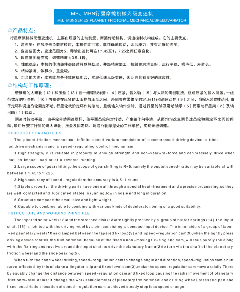 楠江 MB21无极摩擦变速减速机